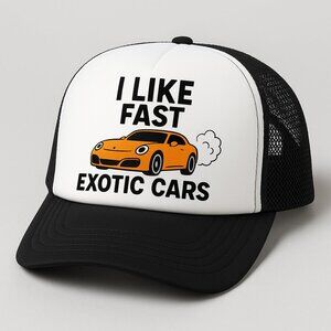 I Like Fast Exotic Cars Retro Vintage Style Funny Dad Hat Trucker Mesh Cap Europ